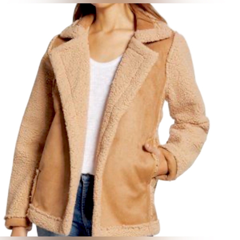 Caslon Tan Sherpa Faux Suede Jacket